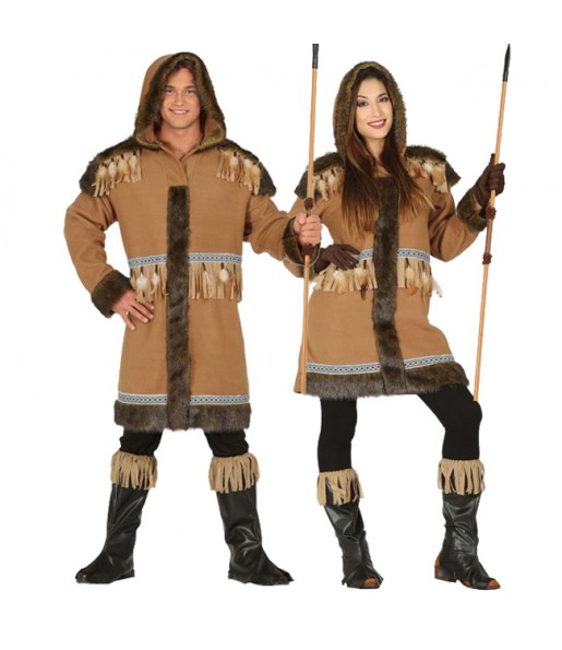 O casal Esquimós do Polo Norte original e engraçado para se disfraçar com o seu parceiro