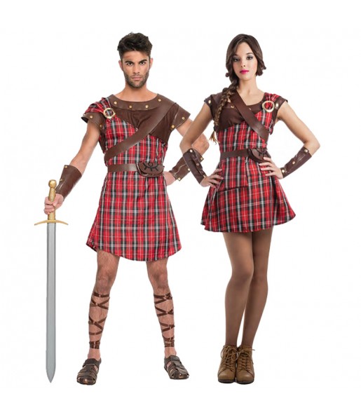 O casal Guerreiros escoceses original e engraçado para se disfraçar com o seu parceiro