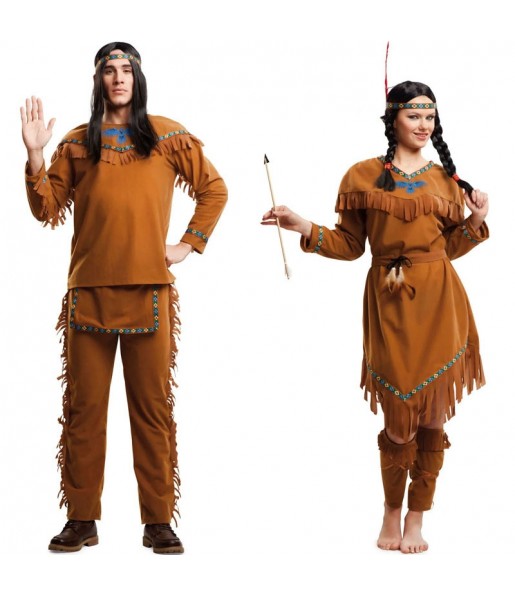 O casal Índios castanhos original e engraçado para se disfraçar com o seu parceiro