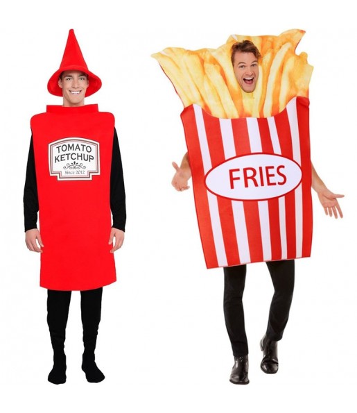 O casal Ketchup e Batatas Fritas original e engraçado para se disfraçar com o seu parceiro