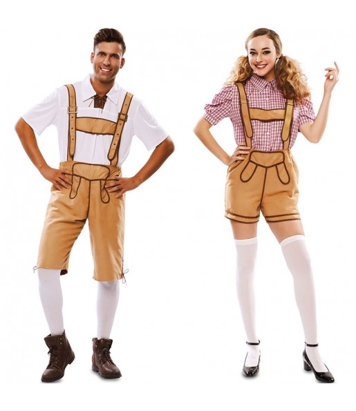 O casal Lederhose Oktoberfest original e engraçado para se disfraçar com o seu parceiro