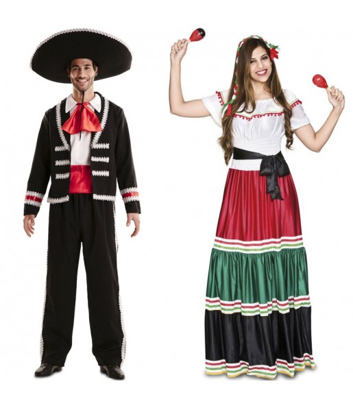 O casal Mexicanos tradicionais original e engraçado para se disfraçar com o seu parceiro