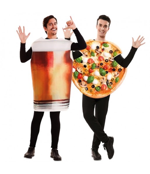 O casal Cerveja e Pizza original e engraçado para se disfraçar com o seu parceiro