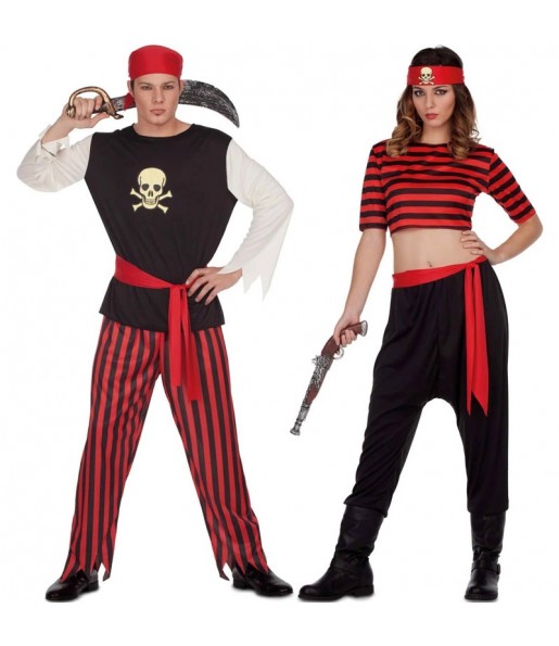 O casal pirata de caveira original e engraçado para se disfraçar com o seu parceiro