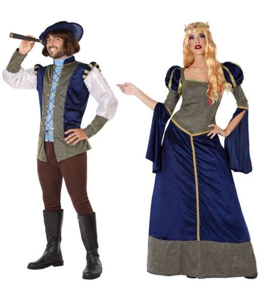 O casal Príncipes Azuis Medievais original e engraçado para se disfraçar com o seu parceiro