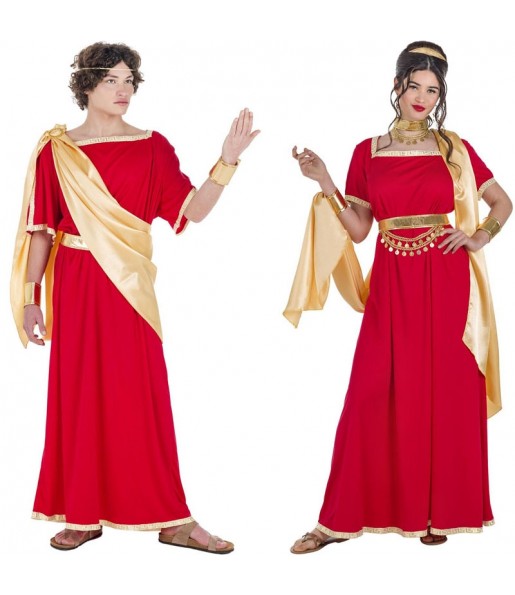 Fatos de casal Romanos vermelhos