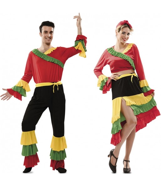 O casal Bailarinos Rumba coloridos original e engraçado para se disfraçar com o seu parceiro
