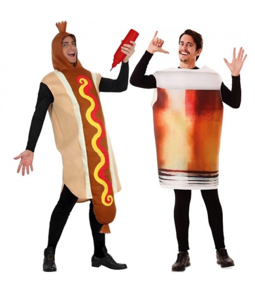 O casal Hot Dog e Cerveja original e engraçado para se disfraçar com o seu parceiro