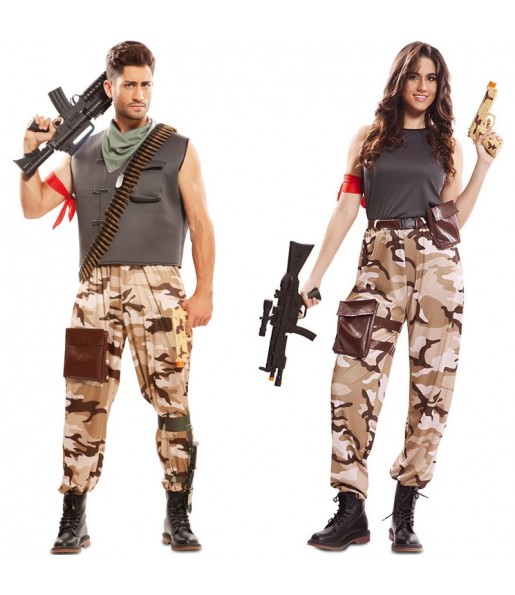 O casal soldado das forças especiais original e engraçado para se disfraçar com o seu parceiro