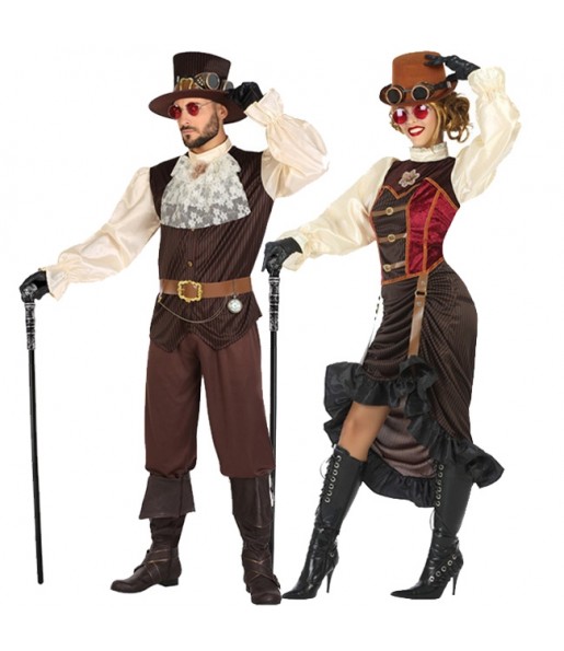 O casal vitoriano steampunk original e engraçado para se disfraçar com o seu parceiro