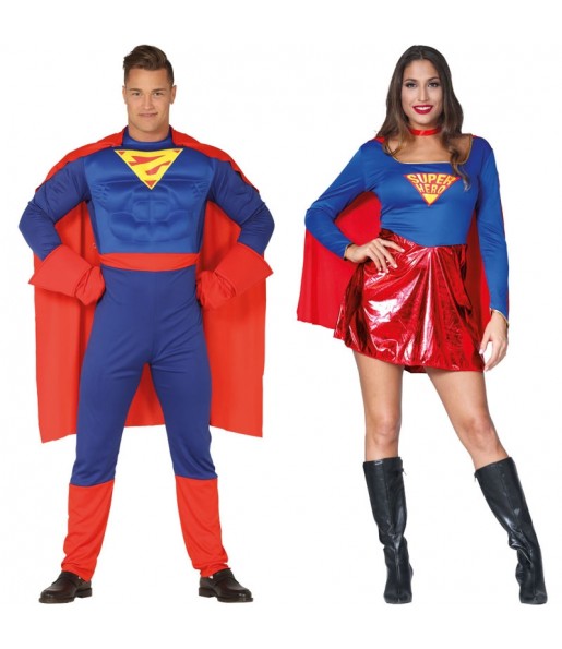 O casal Super-heróis Superman original e engraçado para se disfraçar com o seu parceiro