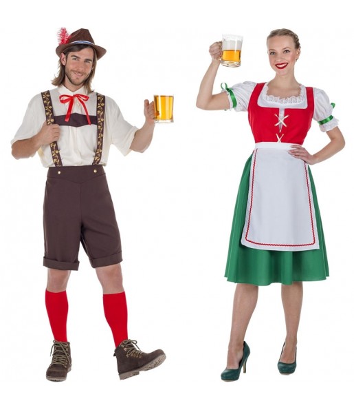 O casal Tiroleses Oktoberfest original e engraçado para se disfraçar com o seu parceiro