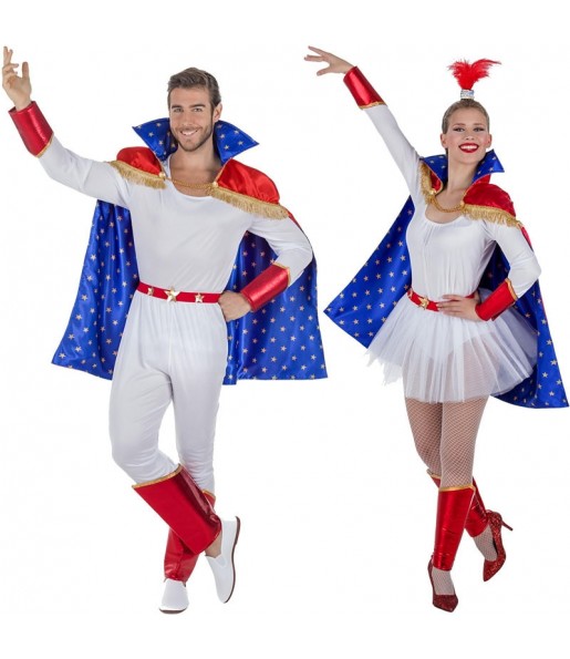 O casal Trapezistas do circo original e engraçado para se disfraçar com o seu parceiro