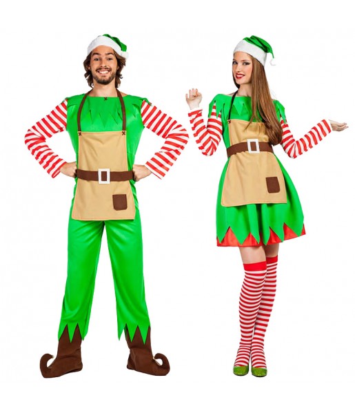 O casal duendes de Natal original e engraçado para se disfraçar com o seu parceiro