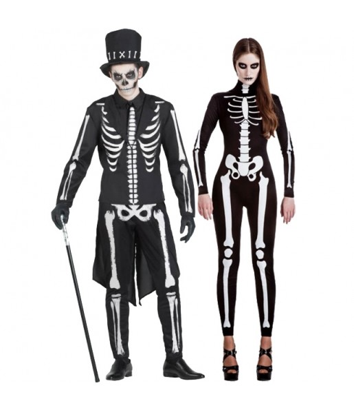 O casal Esqueletos elegantes original e engraçado para se disfraçar com o seu parceiro