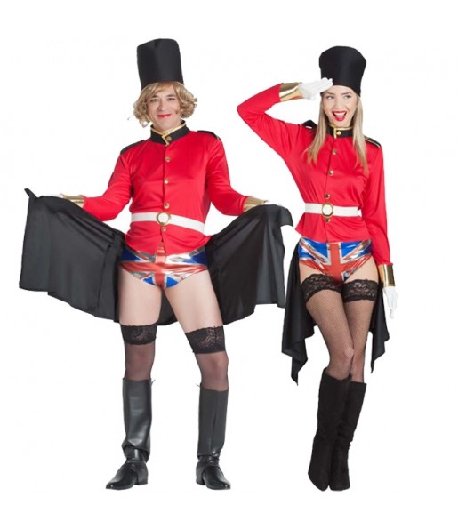 O casal Guardas Reais ingleses exibicionistas original e engraçado para se disfraçar com o seu parceiro