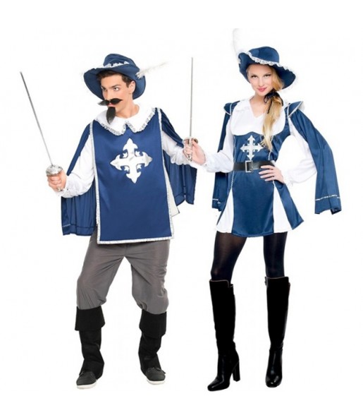 O casal Mosqueteiros azuis original e engraçado para se disfraçar com o seu parceiro