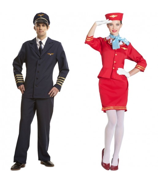 O casal Piloto e Hospedeira de avião original e engraçado para se disfraçar com o seu parceiro