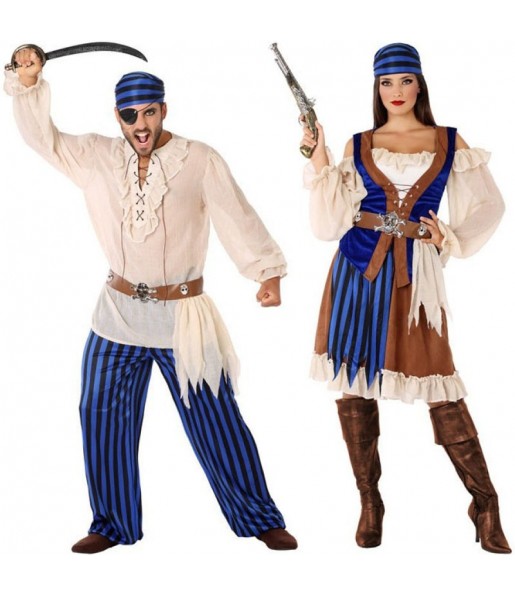 O casal Piratas dos oceanos original e engraçado para se disfraçar com o seu parceiro