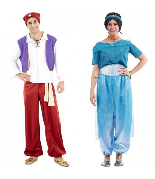 Fatos de casal Príncipe Aladdin e Princesa Jasmim