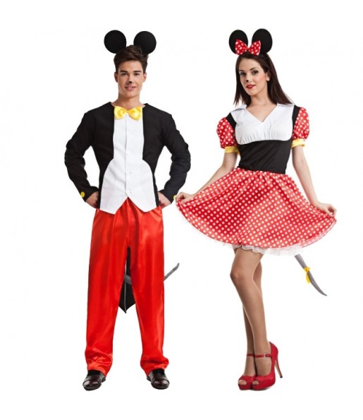 O casal ratos Mickey e Minnie Mouse original e engraçado para se disfraçar com o seu parceiro