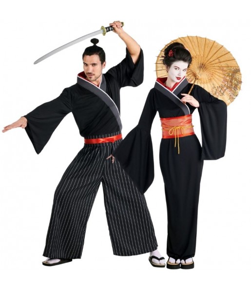 Fatos de casal Samurais e gueixas do Japão antigo