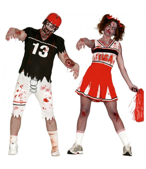 O casal Futebol americano zombies original e engraçado para se disfraçar com o seu parceiro