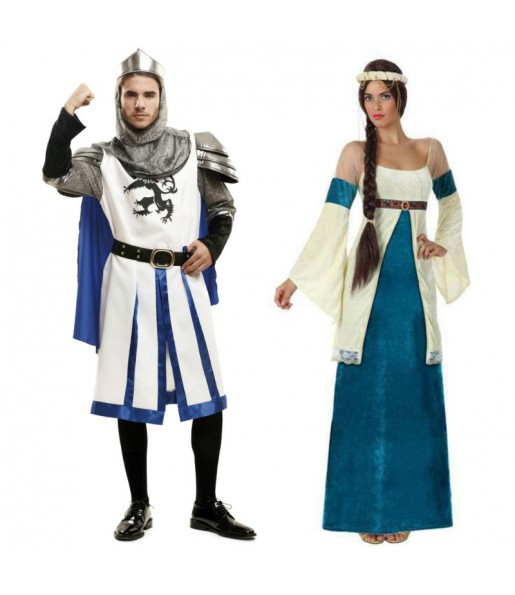 O casal Medievais azuis original e engraçado para se disfraçar com o seu parceiro