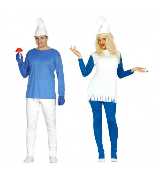 O casal Anão azul original e engraçado para se disfraçar com o seu parceiro
