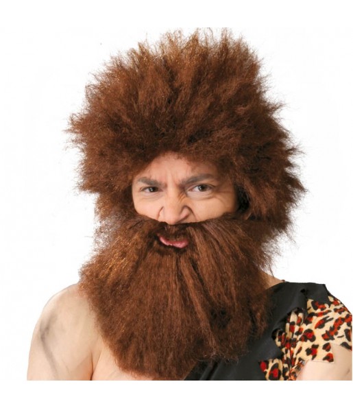 A Peruca homem das cavernas com barba mais engraçada para festas de fantasia