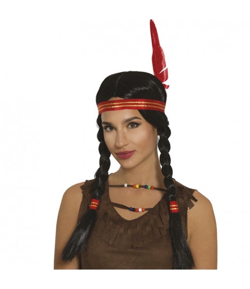 Peruca de índia Pocahontas para completar o seu disfarce