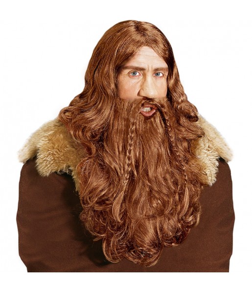 Peruca de guerreiro viking com barba para completar o seu disfarce