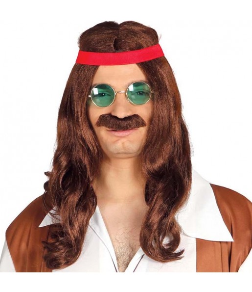 A Peruca hippie com bigode mais engraçada para festas de fantasia