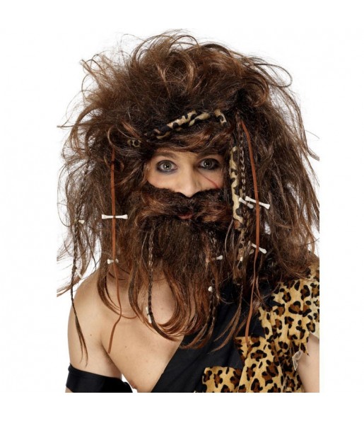 A Peruca troglodita com barba mais engraçada para festas de fantasia