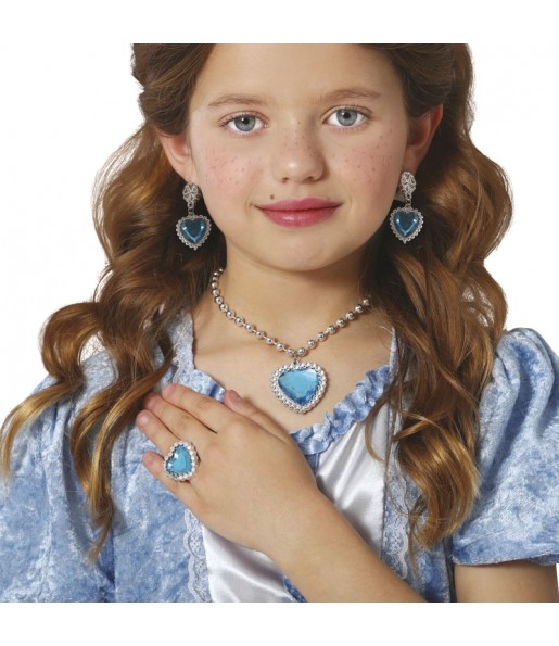 Conjunto de jóias Princesa azul para criança para completar o seu disfarce