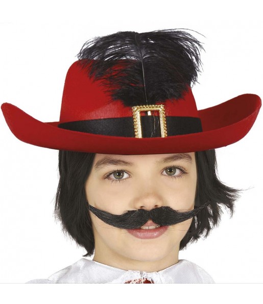 Chapéu de mosqueteiro vermelho para crianças para completar o seu disfarce