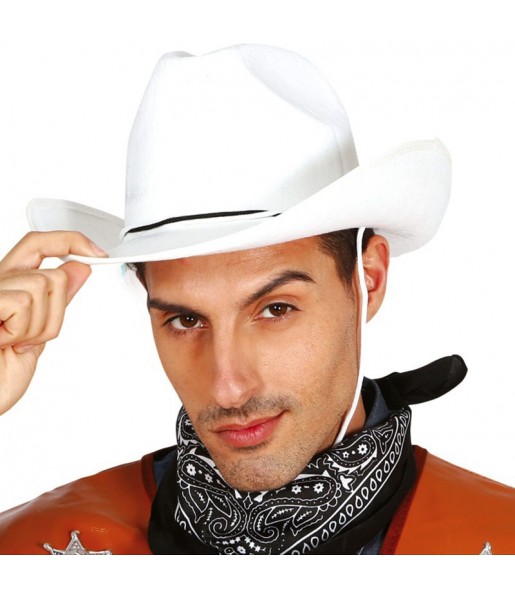 Chapéu de cowboy branco para completar o seu disfarce