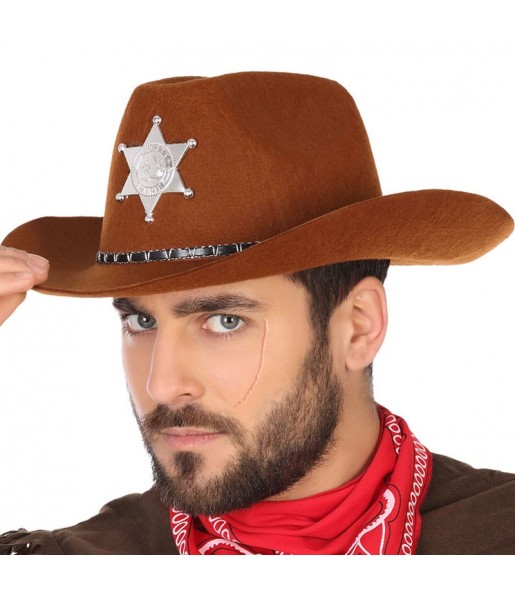 Chapéu de cowboy Far West marrom para completar o seu disfarce