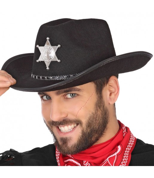 Chapéu de cowboy preto do Oeste para completar o seu disfarce