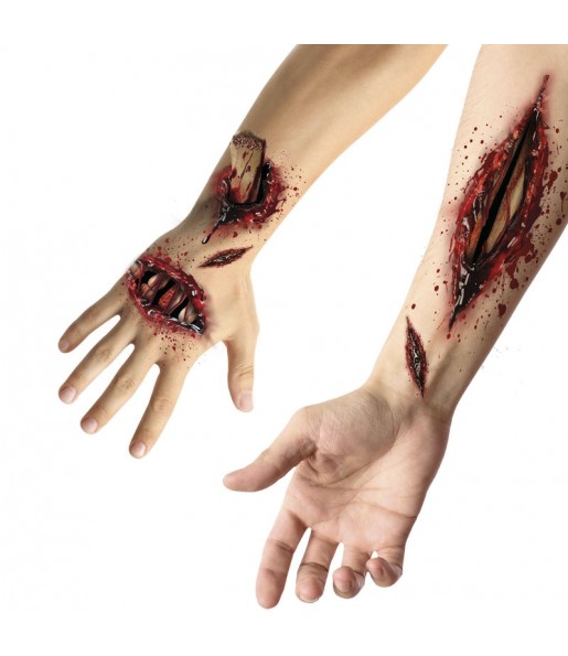 Tatuagens adesivas ferida aberta para completar o seu disfarce assutador