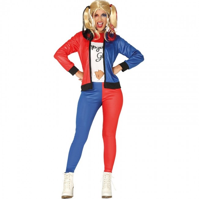 Fato Harley Quinn supervilã mulher para Halloween e noites de terror