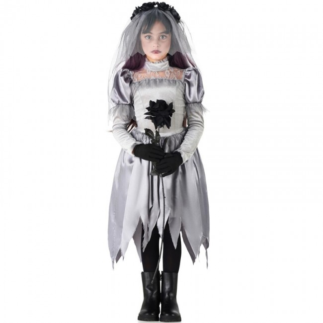 Fantasia Feminina Noiva Cadáver Halloween Zumbi Esqueleto