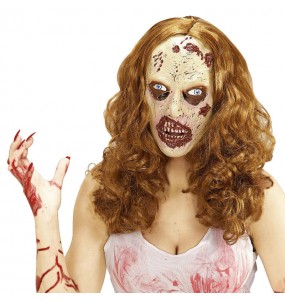 Máscara mulher zumbi para completar o seu fato Halloween e Carnaval