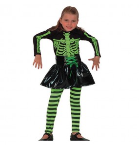 Disfarce Halloween Esqueleto Fluorescente meninas para uma festa Halloween 