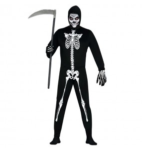 Fato de Esqueleto vivo adulto para a noite de Halloween