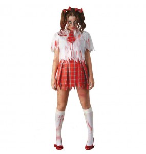 Fato de Estudante zombie mulher para a noite de Halloween 