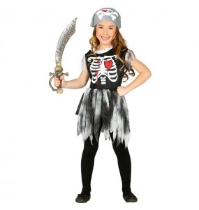Disfarce Halloween Esqueleto Pirata meninas para uma festa Halloween