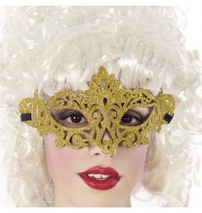 Máscara de Veneza dourada para completar o seu disfarce