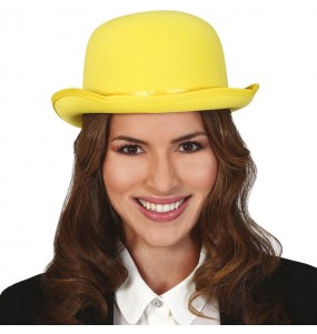 Chapéu de coco amarelo de luxo para completar o seu disfarce