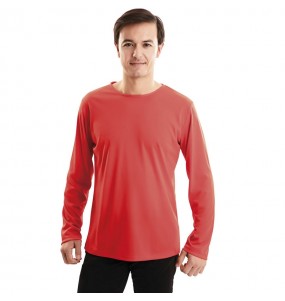 T-shirt vermelha adulto de manga comprida